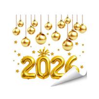 45659 Lapai 2026 Naujų Metų Langų Lipdukas Nuimamas Vandeniui Atsparus Statinis Stiklo Lipdukas Laimingų Naujų Metų Šventė I beige