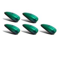 5-Pack Green Teardrop Marker Lights Waterproof | Roof Running Decoration Lights with 12V Bulbs for Heavy Duty Trucks žalia