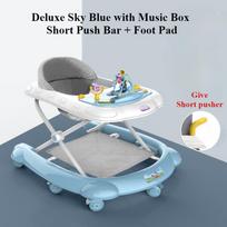 2 in 1 Baby Walker with Music & Light Spinning Toy Dining Tray Safety Brake Floor Mats Push Handle Baby Push Walker Anti-slip gray