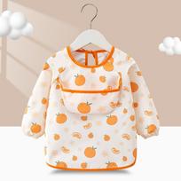 Waterproof Children Feeding Bib Rice Pocket Toddler Bibs High Quality Baby Long Sleeve Apron 110(Ages 4-5) oranžinė