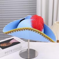 Stage Performance Pirate Hat Carnival Party Vintage Design Cosplay Pirate Hat Comfortable Felt Material Party Pirate Cap mėlyna