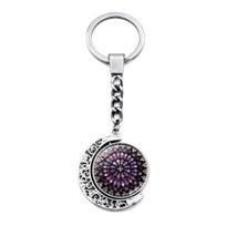 Notre Dame de Paris Rhinestone Revolving Moon Pendant Keychain Ring Holder Decor