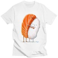 Custom Cute Sushi Hug Tshirts for Men Short Sleeve Leisure T Shirt Cool Cartoon Japanese Food T-shirt Loose Fit 100% Cotton T... S įvairiaspalvis