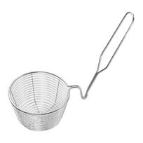 Round Wire Fry Basket with Pot Rim Hook Oil Draining Fry Basket for Easy Draining Deepened Large Capacity Stainless Steel Frying Basket Anti-Slip S