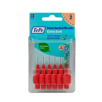  TePe Interdental Brush Extra Soft tarpdančių šepetėliai, 0,5 mm (2), raudoni, 6 vnt.