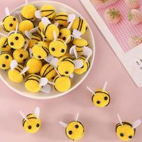 50 Pcs Felt Bees for Crafts Cute Pom Pom Bees Mini Bees Figures for Decorations DIY Supplies 50pcs geltona