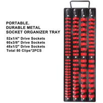 1pc 1/4  3/8  1/2  Drive Sockets Holder Socket Organizer Tray 4 Row Metal Holder For 1/4 3/8 1/2 Drive Sockets Sleeve Holder China Mainland