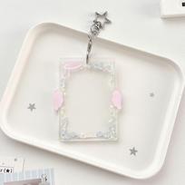 Star Clip Acrylic Card Holder Rose Pattern Photo Display Keychain  Kpop Photocards mėlyna