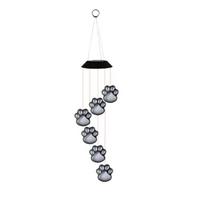 Solar Cat Paw Color Changing Wind Chime Light With Led For Garden Outdoor Decor