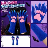 Halloween Silicone Gloves with Pads, Long Tips for Scary Costume One Size mėlyna