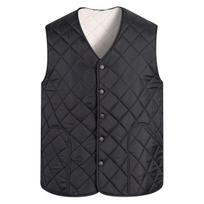 Vyriška žieminė šilta liemenė su vilnos pamušalu vidutinio amžiaus ir vyresnio amžiaus vyrams: Vienos spalvos laisvalaikio šiek tiek tampri liemenė 3XL black