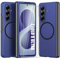 Case for Samsung Galaxy Z Fold 8 Ultra, with Magnetic Ring - Navy Blue - 2 Tempered Glasses mėlyna
