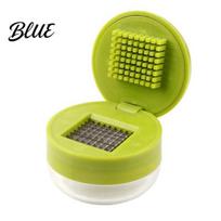 Compact Garlic Grinder Manual Press Sharp Stainless Steel Blades Chopper with Clear Storage Ginger Slicer Tool Container Kitchen Gadget for 1pc