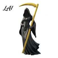 Mysterious Fantasy Bookshelf Decor 3D Printed Female Grim Reaper Statue Hooded Faceless Gothic Resin Figurine with Detachable Atmospheric Interior A