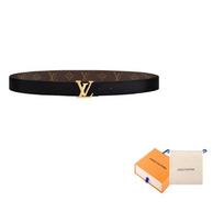 LOUIS VUITTON Monogram Canvas Leather Belts Womens Black/Brown Width 3cm 85-Original Boxed juoda