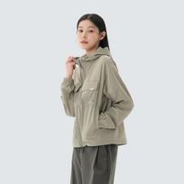 [Snowpeak] Route Women's Pocket Windbreaker Khaki Gray (S26MWRWB61) 85(S)