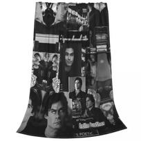 Damon Salvatore The Vampire Diaries Flannel Blankets Vintage Throw Blankets for Sofa Bedding Lounge 150*125cm Size: 75*100cm, Weight: 230 GSM