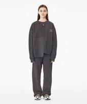 Moz Moz [Set] Reverse Asymmetrical Cut Heavy Terry Fleece Tracksuit Set Charcoal Charcoal/2