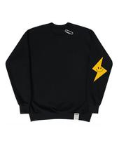 Graver [Unisex] Elbow Smile Thunder Sweatshirt_Black Black_Yellow Print/S