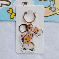 Double-Sided Corgi Key Chain Acrylic Dog Pendants Backpack Decor Dog Key Ring  Jewelry Gift Style 2