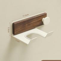 Solid Wood Bathroom Hair Dryer Holder No-Drill Wall Mount Organizer with Multi-Layer Shelves for Hairdryer balta