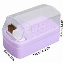 30 Holes Nail Drill Bit Holder Cleaning Brush Nail Drill Bit Storage Box  Home Use