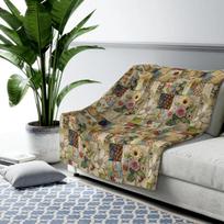 Patchwork Sherpa Blanket Printed Mosaic Jewel Tone Mosaic Throw, Boho Colorful Decor, Cozy Plush Gift Size: 75*100cm, Weight: 230 GSM
