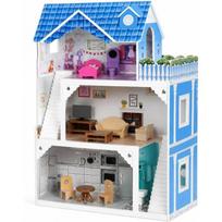 Maison de Poupées Géante en Bois 3 Étages 92 x 62 x 30 cm avec 20 Accessoires – Grande Maison à Décorer