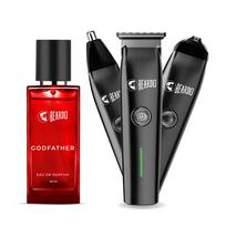 Beardo Ape-X Prime 3-in-1 Trimmer + Godfather EDP Perfume for Men | Beard, Nose & Ear Trimmer with Type-C Charging | Long Lasting Spicy Eau de Parf