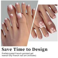 12 Sizes Press On Toenails Short Square Gel Toenail Tips Natural French Toe Nails  Manicure Kit beige