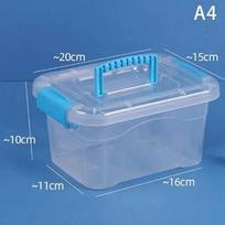 Food-Grade Clear Plastic Storage Box with Lid - Portable Toy Desktop Container with Handle One Size balta