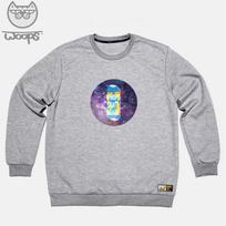 Doldol Woops-Mtm-91 Skateboard Cat Oops Character Long Sleeve Sweatshirt Light Gray/S