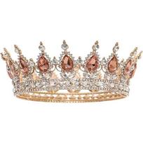 Prabangios krištolinės nuotakos karūnos torto papuošimai Karalienės princesės tiara Vestuvių vakarėlio reikmenys auksas/rožinė