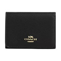 COACH SignatureCanvas Leather Card Holder, Wallet Womens Black One Size juoda