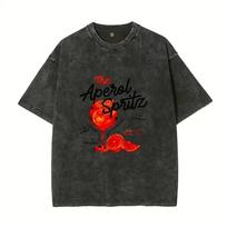 Aperol Spritz Retro kokteilių grafiniai marškinėliai moterims Mieli alkoholinių gėrimų marškinėliai Laisvi medvilniniai marginti marškinėliai Unisex vintažinė geriausia dovana S įvairiaspalvis