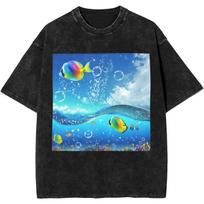 Frutiger Aero Fashion Collection Washed T-Shirt Man Y2K Classic Cotton T Shirts Summer O Neck Tee Shirt Plus Size Clothing S