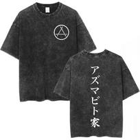 Anime Attack on Titan Azumabito Symbol T-shirt Men Women Fashion Vintage Washed Short Sleeve T Shirts Cotton Oversized T-shirts S įvairiaspalvis