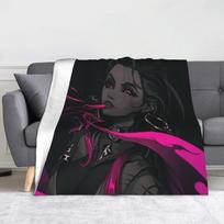 Valorant Fuzzy Blankets Raze Game Anime Throw Blankets for Home Hotel Sofa 150*125cm Bedspread Size: 75*100cm, Weight: 230 GSM
