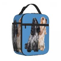 Bestselling Cocker Spaniel Blue Roan Orange Roan Cute Puppy Dogs Trendy Lightweight Lunch Bag Pet Snack Carry Large Lunch Bag One Size