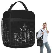 Black King Chess The-chessboard Insulated Lunch Bag for Women Children Portable Food Boxes Thermal Lunch Box Tote One Size