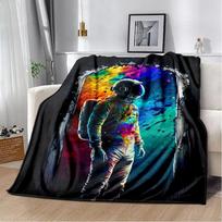 3D Outer Space Astronaut Universe Spaceman Cartoon Blanket,Soft Throw Blanket for Home Bedroom Bed Sofa Office Cover Blanket Kid Size: 75*100cm, Weight: 230 GSM