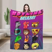 Hotline Miami Midnight Animal Flannel Blanket Warm Throw Blanket for Couch Bed Airplane Travel Fluffy Bedspread Sofa Bed Cover Size: 75*100cm, Weight: 230 GSM