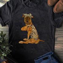 I Love Mom Tattoo Funny Brindle Dog With Bandana T-Shirt - Gift for Dog Lovers - Funny Dog - Brindle Lovers - Dog Mom Shirt M