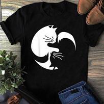 Cat Ying Yang Shirt Spiritual Meditation Yoga Christmas Gift T-Shirt - Cat Lover Gift, Funny CaT-Shirt, Summer Shirt, Cool Cat, CaT-Shirt S