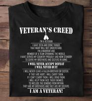 Veteran's Creed T-Shirt: Military Veteran Gift 2XL