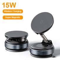 15W Wireless Car Charger Car Phone Holder RGB Colorful Light Vacuum Suction Cup Charging Can 360 Rotate Foldable Phone Holder K7 Wireless Charger