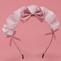 Sweet Make up Lace Wash Face Girls Maid Women Accessories Korea Style Headband Bow Lolita Hair Band rožinė