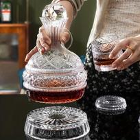 Crystal Wine Decanter Elegant Handcrafted Glass Wine Decanter Set - Rotating Wine Aerator, Spinning Whiskey Carafe skaidri
