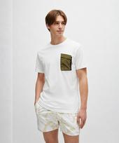 Boss Zipper Patch Pocket Cotton Short Sleeve T-Shirt 50485805_100 White/Xl