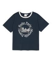 Coolt Round Landscape Women Ringer T-Shirt D.Navy Dark Navy/S
